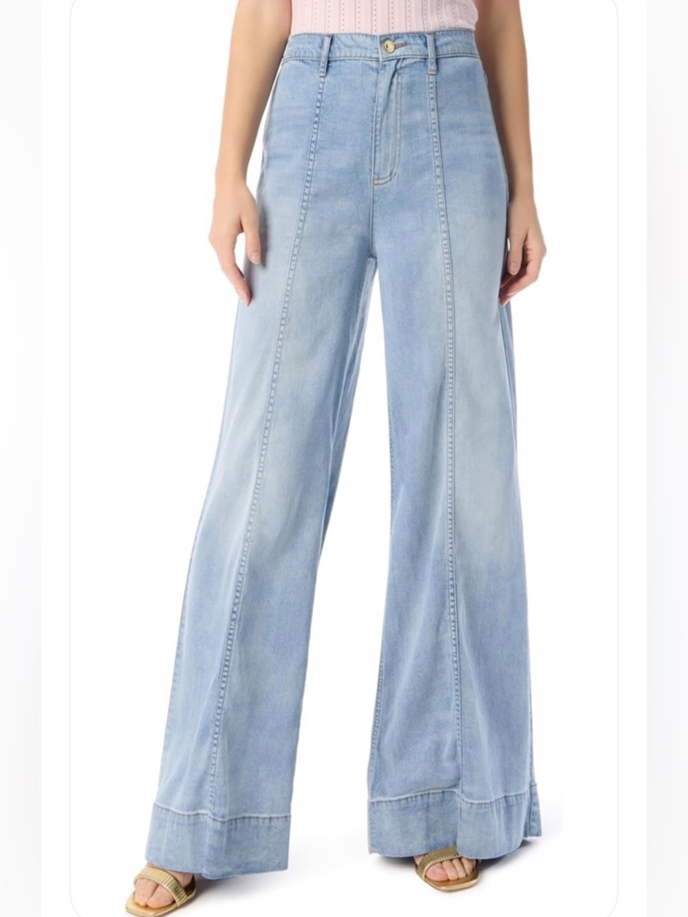 DO Dee Ocleppo Tabitha High Rise Wide Leg Jeans Light Wash 6 - Picture 5 of 12
